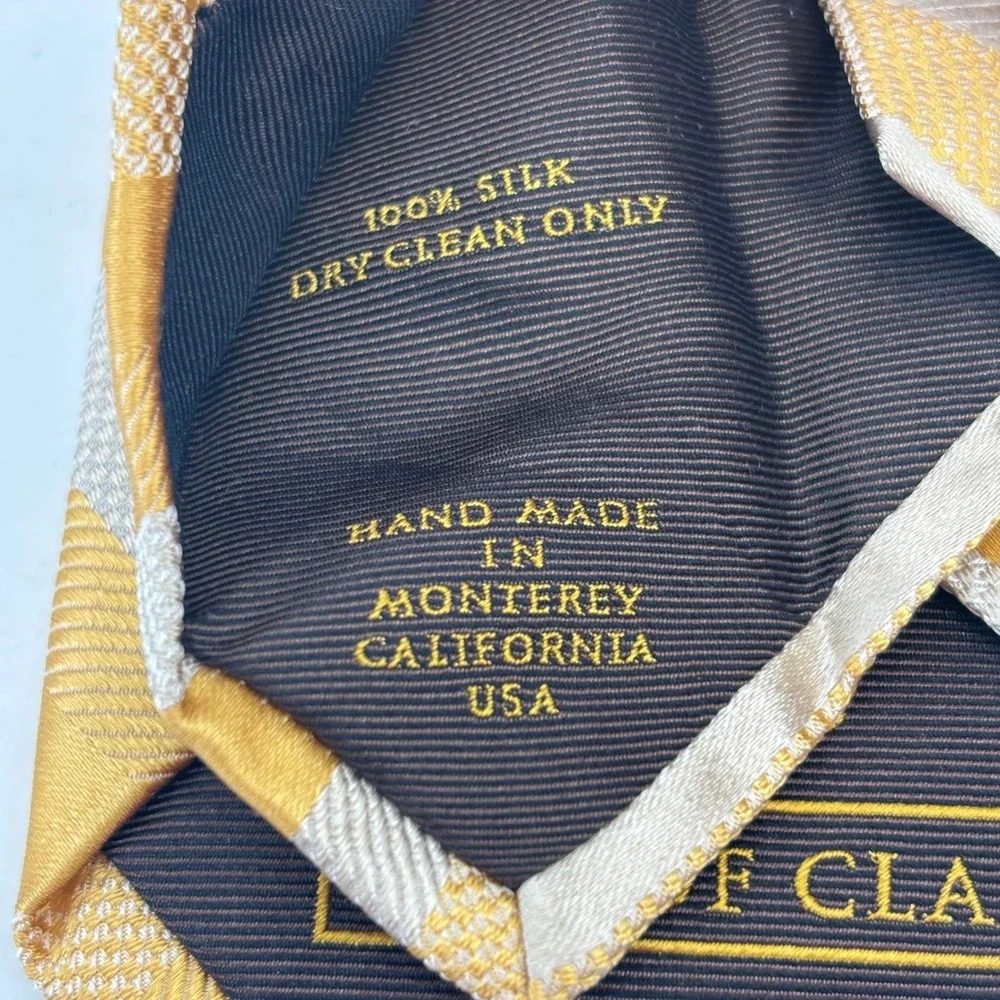 Robert Talbott Tie Mens OS Gold Silver Striped Best of Class Silk Made in USA